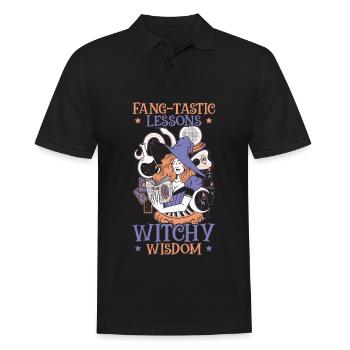 Fang-tastische Lektionen Hexenweisheit Halloween - Männer Poloshirt - Schwarz - Vorne - Kai (181cm)