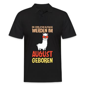 August Geburtstag Alpaka Spruch Lustig - Männer Poloshirt - Schwarz - Vorne - Kai (181cm)
