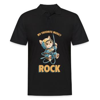 My favorite music? Rock Klettern Süße Katze - Männer Poloshirt - Schwarz - Vorne - Kai (181cm)
