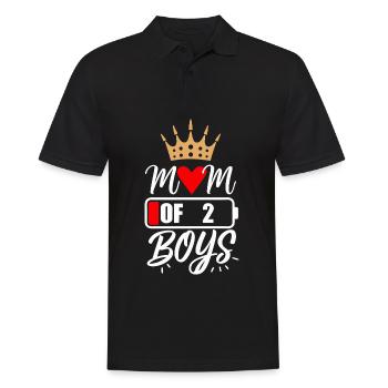 Maman de 2 garçons avec cœur d’amour et couronne - Polo Homme - noir - Devant - Kai (181cm)