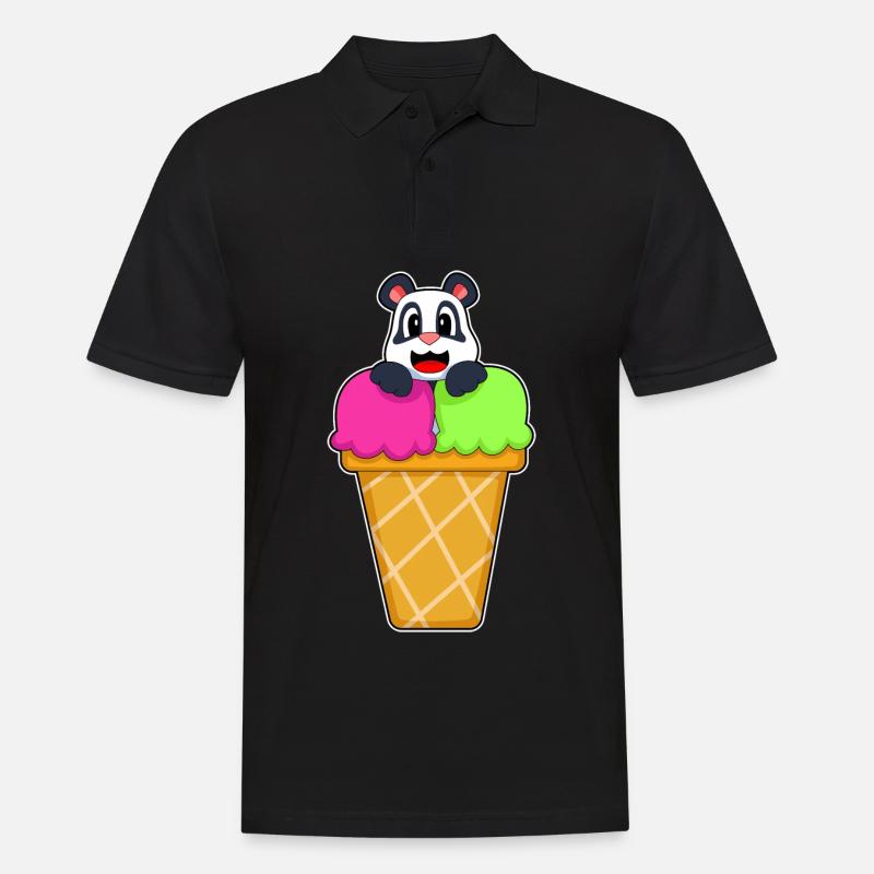 Crème glacée Panda Waffle - Polo Homme - noir
