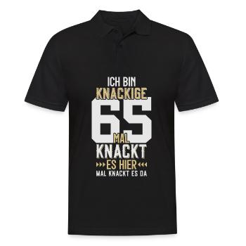 65. GEBURTSTAG 1961 KNACKIGE 65 - Männer Poloshirt - Schwarz - Vorne - Kai (181cm)