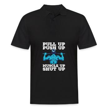 calisthenics body weight dips klimmzug bars calist - Männer Poloshirt - Schwarz - Vorne - Kai (181cm)