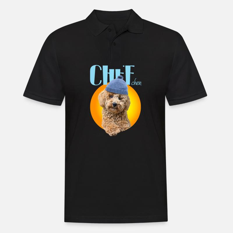 Pudel mit Pudelmütze "Chefchen" - Männer Poloshirt - Schwarz