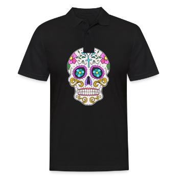 Mexikanischer Schädel Dia de los Muertos Tag der - Männer Poloshirt - Schwarz - Vorne - Kai (181cm)