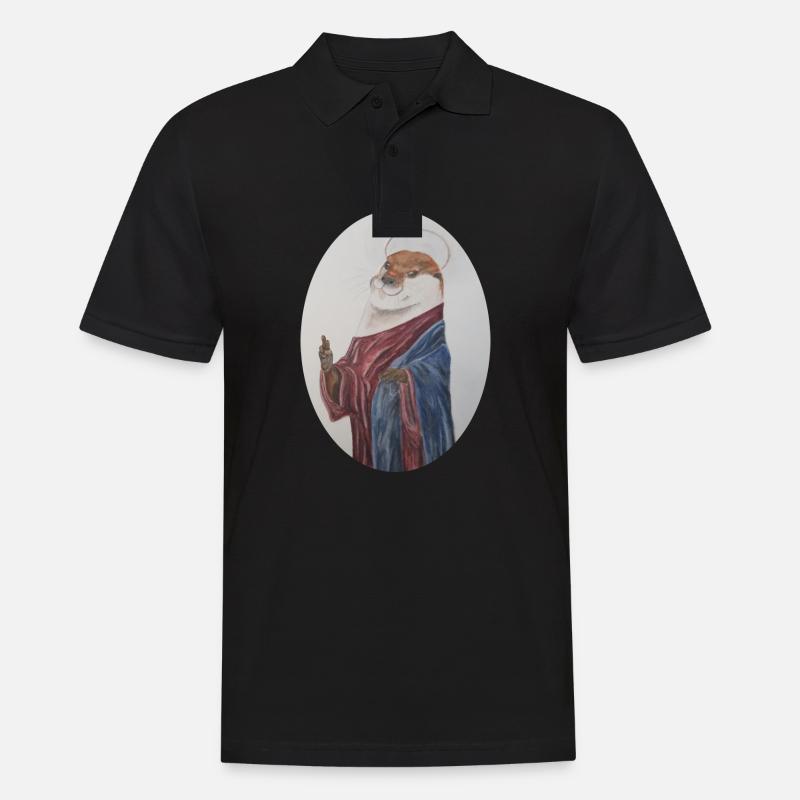Otter Jesus - Männer Poloshirt - Schwarz