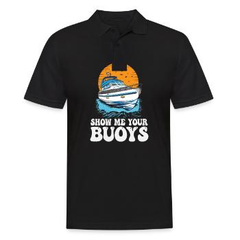 Motorboating Meme Show Me Your Buoys Pontoon Boat - Men's Polo Shirt - black - Front - Kai (181cm)