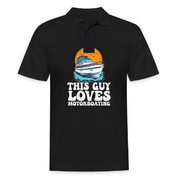 This Guy Loves Motorboating Pontoon King Funny - Männer Poloshirt - Schwarz - Vorne - Kai (181cm)