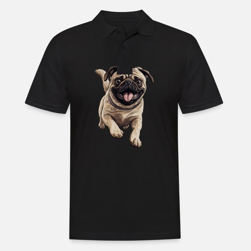 Mops sprintet - Männer Poloshirt - Schwarz