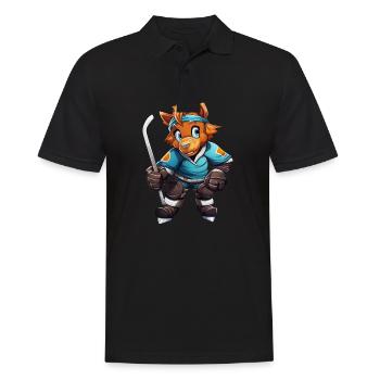 variation 24357Horse as Ice Hockey Player - Men's Polo Shirt - black - Front - Kai (181cm)