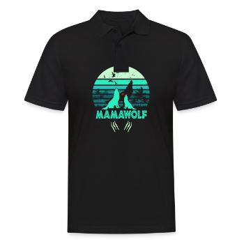 MamaWolf - Männer Poloshirt - Schwarz - Vorne - Kai (181cm)