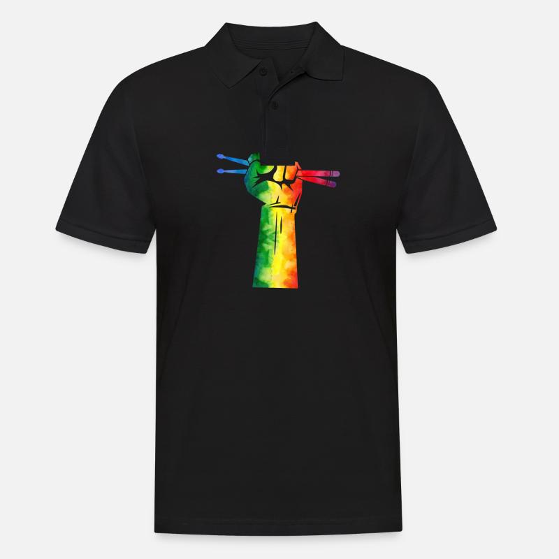 Drumstick Drummer - Männer Poloshirt - Schwarz