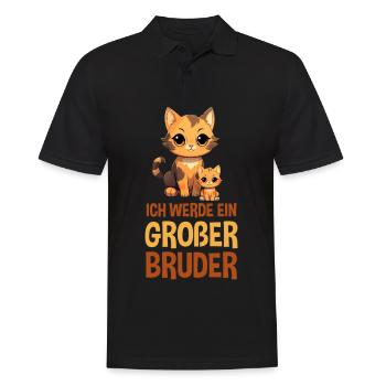 Ich Werde Ein Großer Bruder Katzen Baby - Männer Poloshirt - Schwarz - Vorne - Kai (181cm)