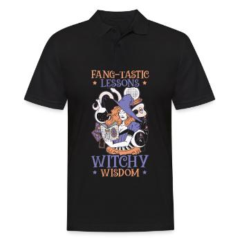 Fang-tastische Lektionen Hexenweisheit Halloween - Männer Poloshirt - Schwarz - Vorne - Kai (181cm)