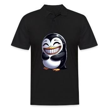 pingouin mignon montrant des dents dessin animé riant - Polo Homme - noir - Devant - Kai (181cm)