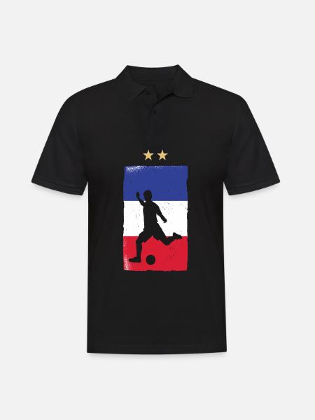 Frankreich Fußball Fan Trikot Französische Flagge - Männer Poloshirt - Schwarz
