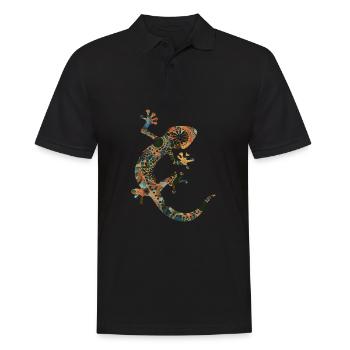 Gecko Silhouette - Ethno Style 3 - Men's Polo Shirt - black - Front - Kai (181cm)