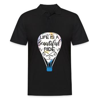 Heißluftballon fahren | Ballonfahrt Geschenkideen - Männer Poloshirt - Schwarz - Vorne - Kai (181cm)