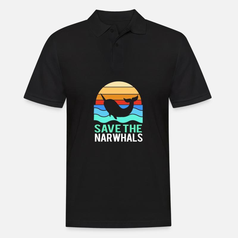 Narwal - Männer Poloshirt - Schwarz
