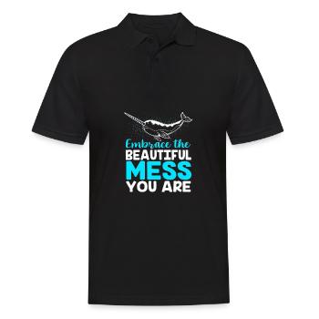 Narwal - Männer Poloshirt - Schwarz - Vorne - Kai (181cm)