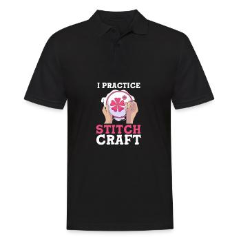 Kreuzstich - Männer Poloshirt - Schwarz - Vorne - Kai (181cm)
