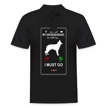 Groenendael Belgischer Schäferhund is Calling - Männer Poloshirt - Schwarz - Vorne - Kai (181cm)