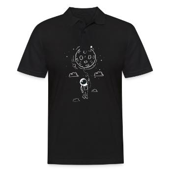 Moon Swing Astronaut Stars Space Man Funny - Männer Poloshirt - Schwarz - Vorne - Kai (181cm)
