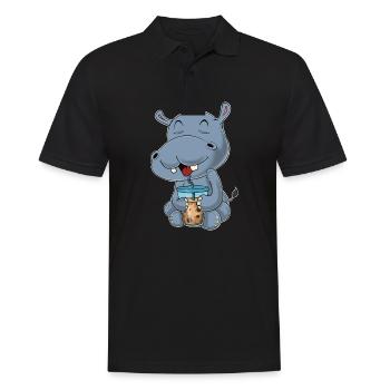 Bubble Tea Kawaii Hippo I Boba Tea Otaku Hippo - Männer Poloshirt - Schwarz - Vorne - Kai (181cm)