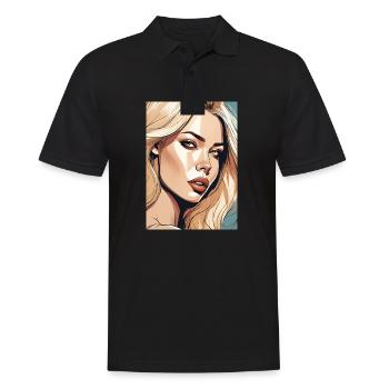 Blonde schöne Frau Blondine - Männer Poloshirt - Schwarz - Vorne - Kai (181cm)