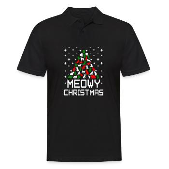 Meowy Christmas Cat Tree Hässlich - Männer Poloshirt - Schwarz - Vorne - Kai (181cm)