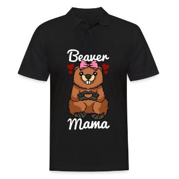 Biber Mama Finger Herz Biber Schleife - Männer Poloshirt - Schwarz - Vorne - Kai (181cm)