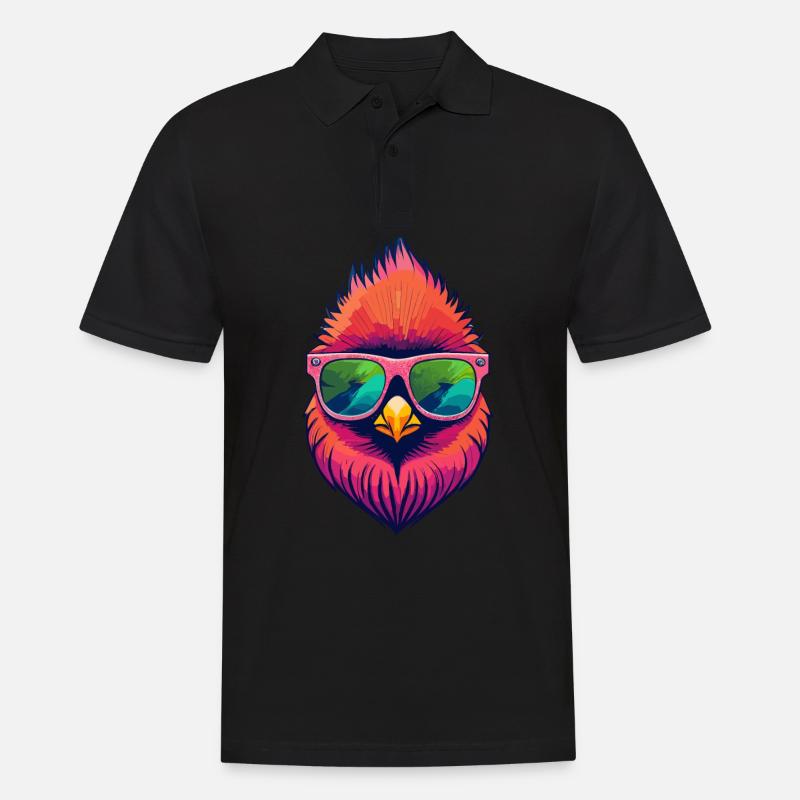 Kardinal Vogel Rotkardinal - Männer Poloshirt - Schwarz