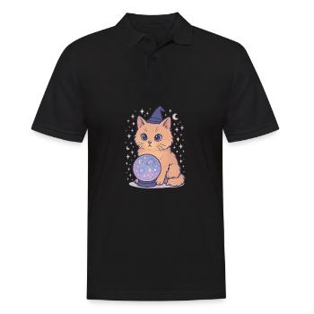 La magie féline dans la sphère spatiale - Polo Homme - noir - Devant - Kai (181cm)