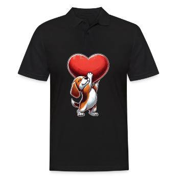 Beagle Herz Verliebt Valentinstag - Männer Poloshirt - Schwarz - Vorne - Kai (181cm)