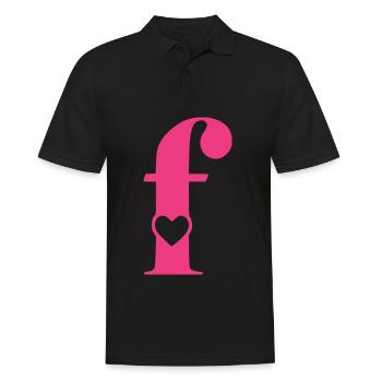 Buchstabe f Anfangsbuchstabe mit Herz - Männer Poloshirt - Schwarz - Vorne - Kai (181cm)