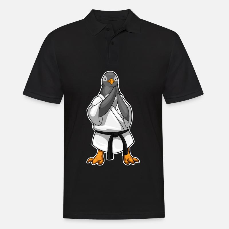 Pinguin Karate Kampfkunst - Männer Poloshirt - Schwarz