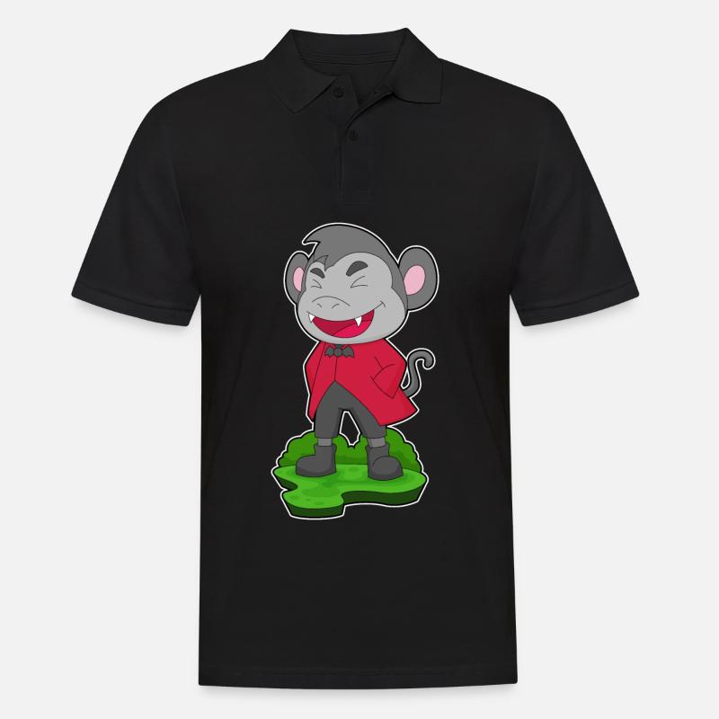 Affe Halloween Vampir - Männer Poloshirt - Schwarz