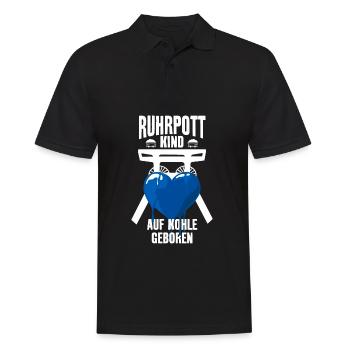 RUHRPOTT KIND AUF KOHLE GEBOREN ZECHE - Männer Poloshirt - Schwarz - Vorne - Kai (181cm)