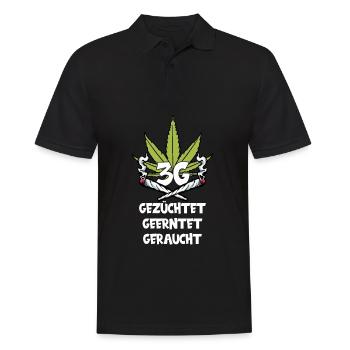 CANNABIS MARIHUANA JOINT KIFFEN KIFFER 3G REGEL - Männer Poloshirt - Schwarz - Vorne - Kai (181cm)