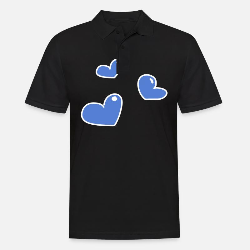 coeurs bleus - Polo Homme - noir