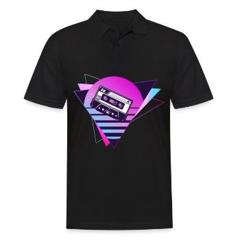 Mixtape Retro, Retro, Cassette, neon - Männer Poloshirt - Schwarz - Vorne - Kai (181cm)