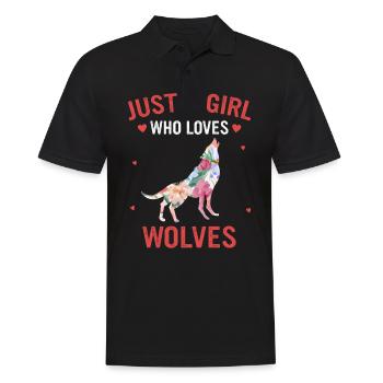 Wolf Wölfe Tier Jaulen - Männer Poloshirt - Schwarz - Vorne - Kai (181cm)