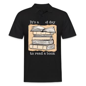 Bücher Buch lesen Bücherei Bibliothek Bücherwurm - Männer Poloshirt - Schwarz - Vorne - Kai (181cm)
