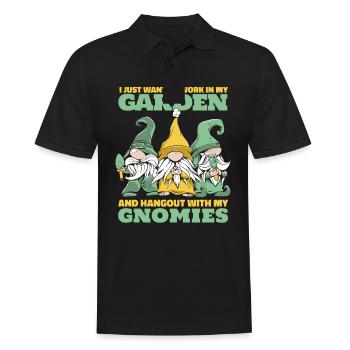 Garden Gnome Gardener Figurine - Men's Polo Shirt - black - Front - Kai (181cm)