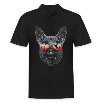 Deutscher Schäferhund Hund - Männer Poloshirt - Schwarz - Vorne - Kai (181cm)