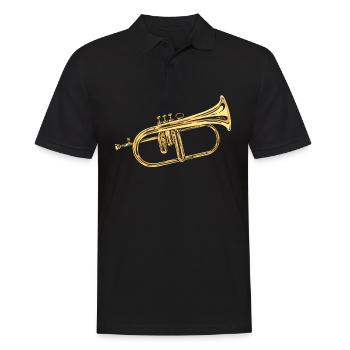 Flugelhorn Flugelhornist Horn Instrument - Men's Polo Shirt - black - Front - Kai (181cm)