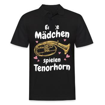 Tenorhorn Tenorhornist Horn Instrument - Männer Poloshirt - Schwarz - Vorne - Kai (181cm)