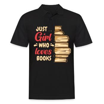 Bücher Buch lesen Bücherei Bibliothek Bücherwurm - Männer Poloshirt - Schwarz - Vorne - Kai (181cm)