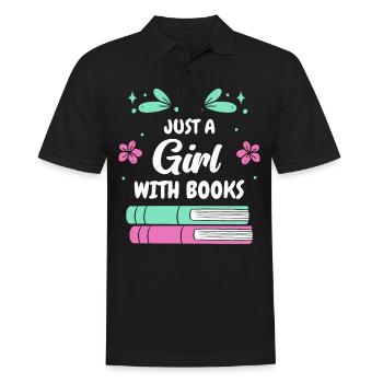 Bücher Buch lesen Bücherei Bibliothek Bücherwurm - Männer Poloshirt - Schwarz - Vorne - Kai (181cm)