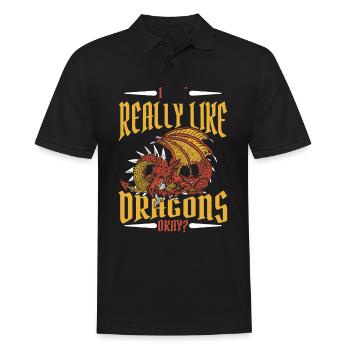 Drache Mystisch Drachen Fantasie - Männer Poloshirt - Schwarz - Vorne - Kai (181cm)